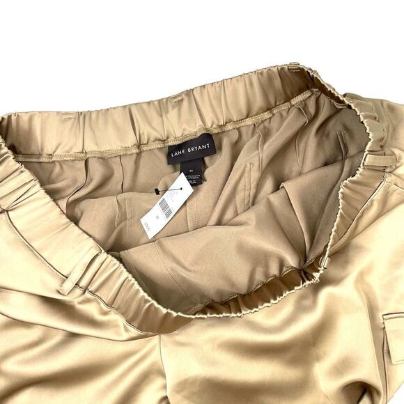 NEW Lane Bryant Satin Cargo Jogger Pants Sz 22 neutral tan boho - Picture 6 of 11